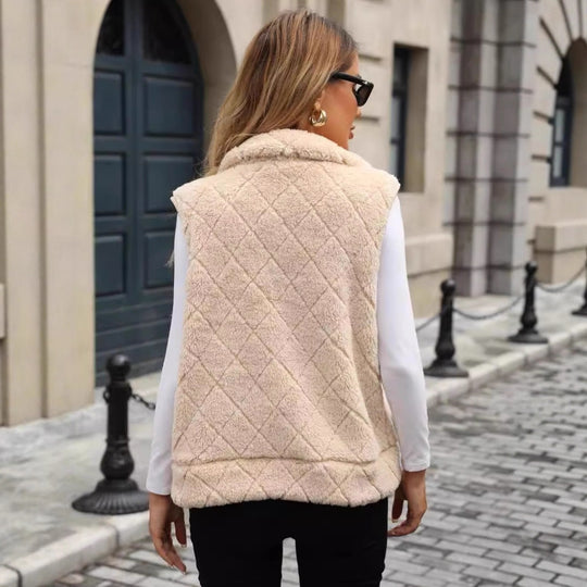 Damen Kuschelige Fleece-Weste mit Kapuze Heidi-Mode
