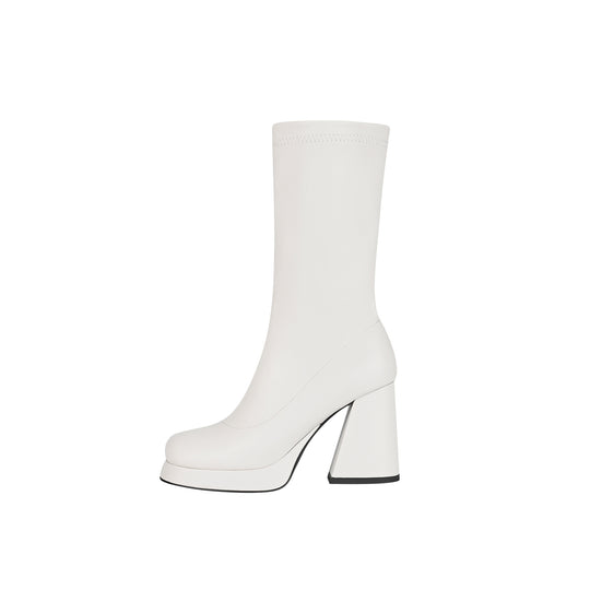 Femme Chunky Plattform Oberschenkelhohe Stiletto Stiefel Heidi-Mode