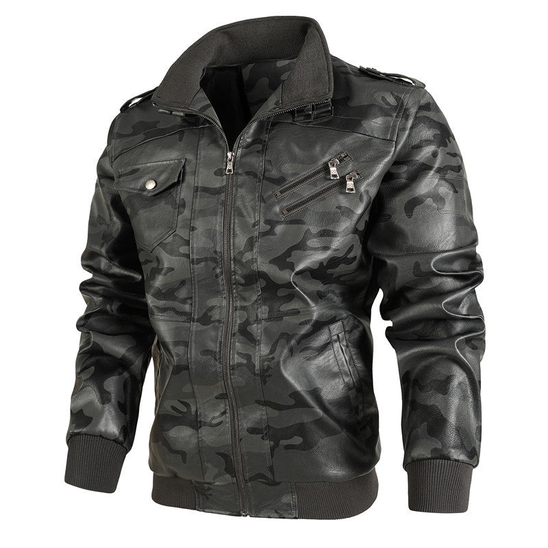 Herren camouflage Freizeitjacke mit stylischen Reißverschlusstaschen Heidi-Mode