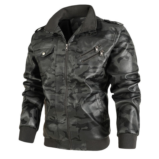 Herren camouflage Freizeitjacke mit stylischen Reißverschlusstaschen Heidi-Mode