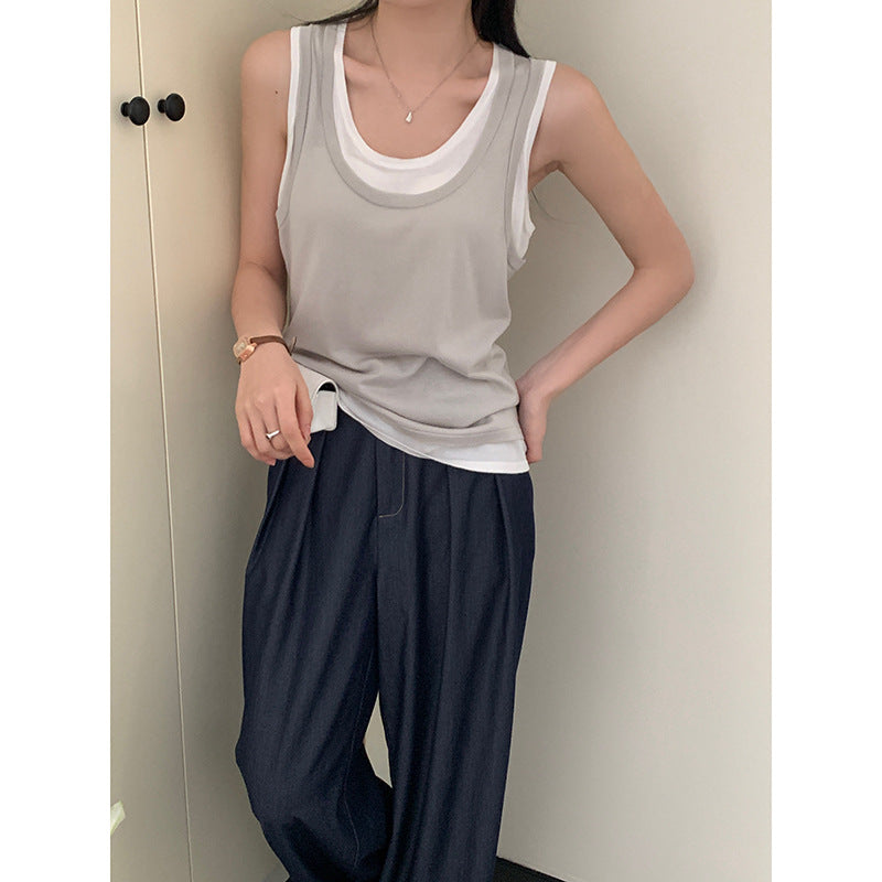 Femme Geschichteter Ärmelloser Tank Top Heidi-Mode