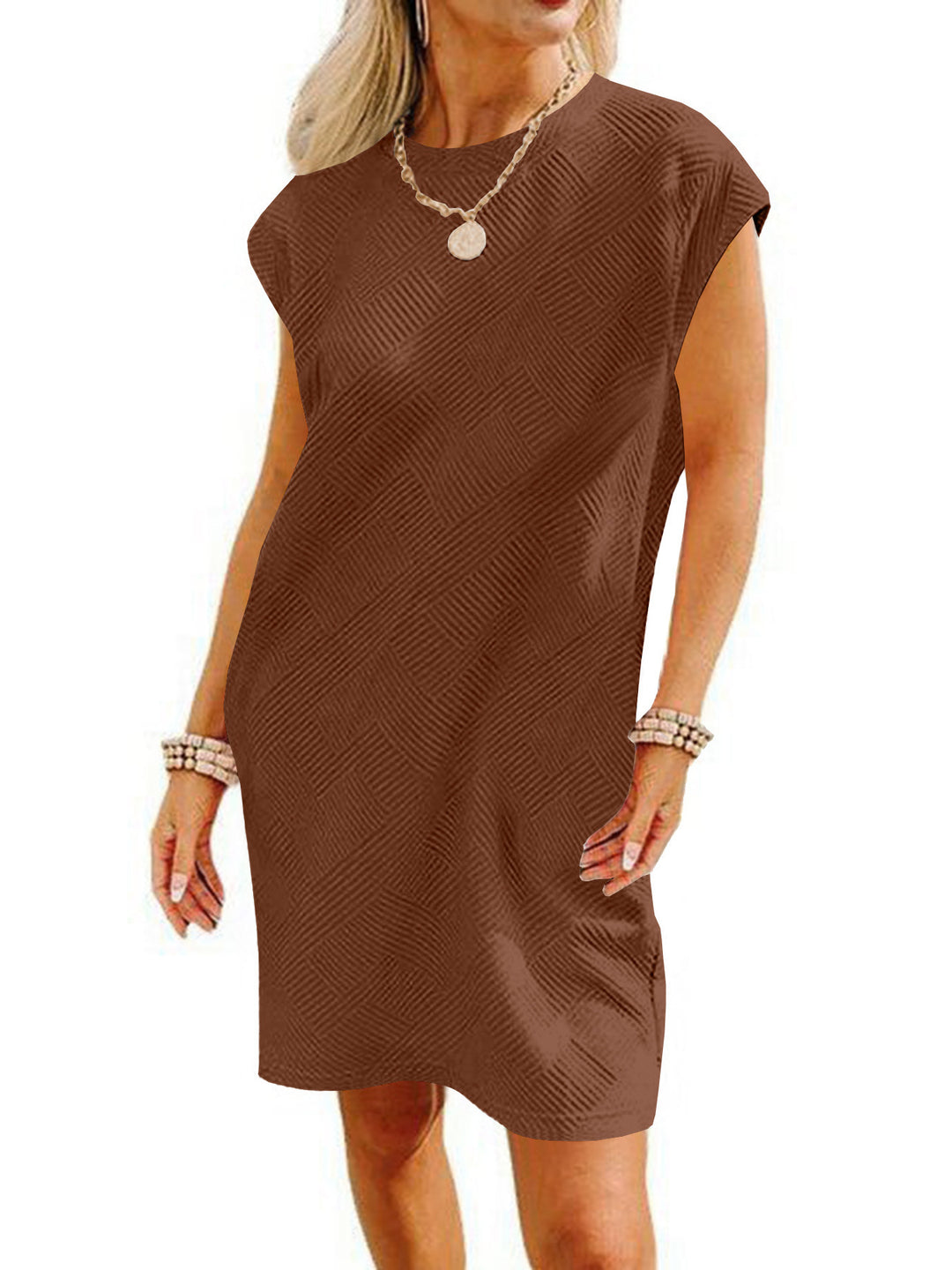 Damen Lockeres Sommerkleid mit strukturiertem Design und schickem Schnitt Heidi-Mode