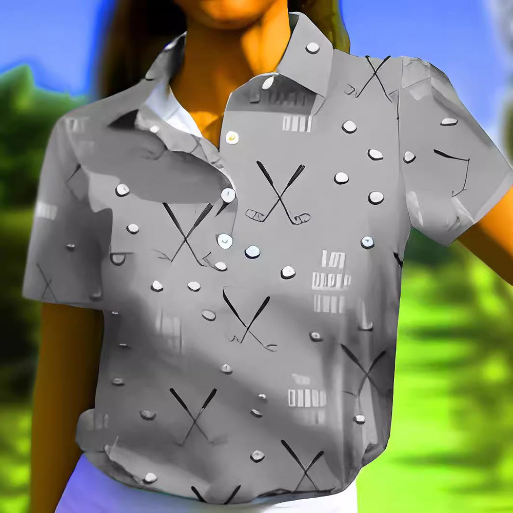 Damen Poloshirt mit modernem Golf-Muster und bequemem Schnitt Heidi-Mode