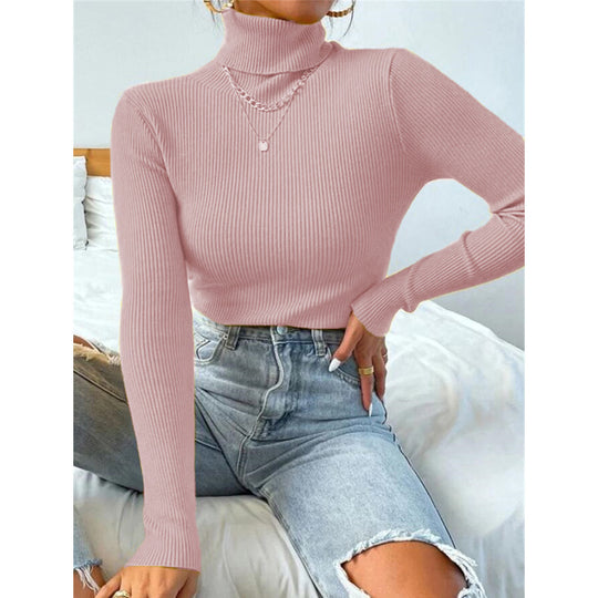 Damen Eleganter Rollkragenpullover mit feiner Rippstruktur Heidi-Mode