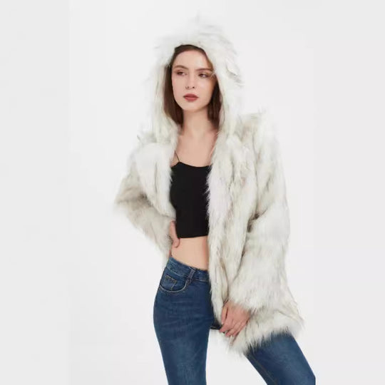 Damen Coole und lässige Kunstpelzjacke Heidi-Mode