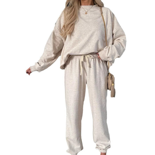 Damen lässiges Freizeit-Loungewear-Set mit elastischem Bund und oversize Schnitt Heidi-Mode