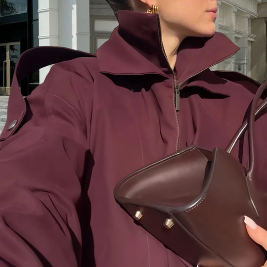Damen Urbaner Parka mit hohem Stehkragen und innovativem Schnitt Heidi-Mode