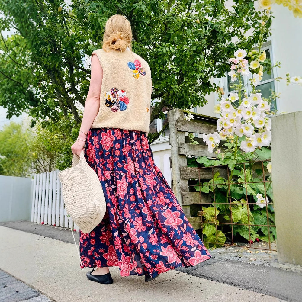 Damen Weste mit floralem Design und kuscheligem Fleece Heidi-Mode