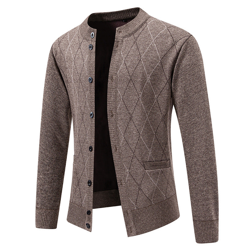 Herren Strickjacke mit modernem Rautenmuster Heidi-Mode