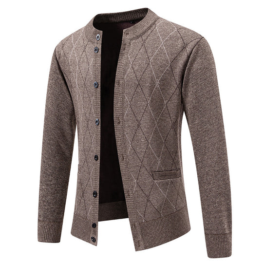 Herren Strickjacke mit modernem Rautenmuster Heidi-Mode