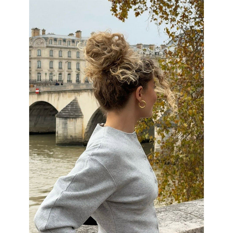Damen modische Strickjacke mit plissierten Ärmeln und Knopfdetails Heidi-Mode