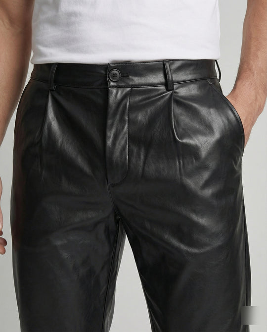 Herren Kunstlederhose elegant geschnitten