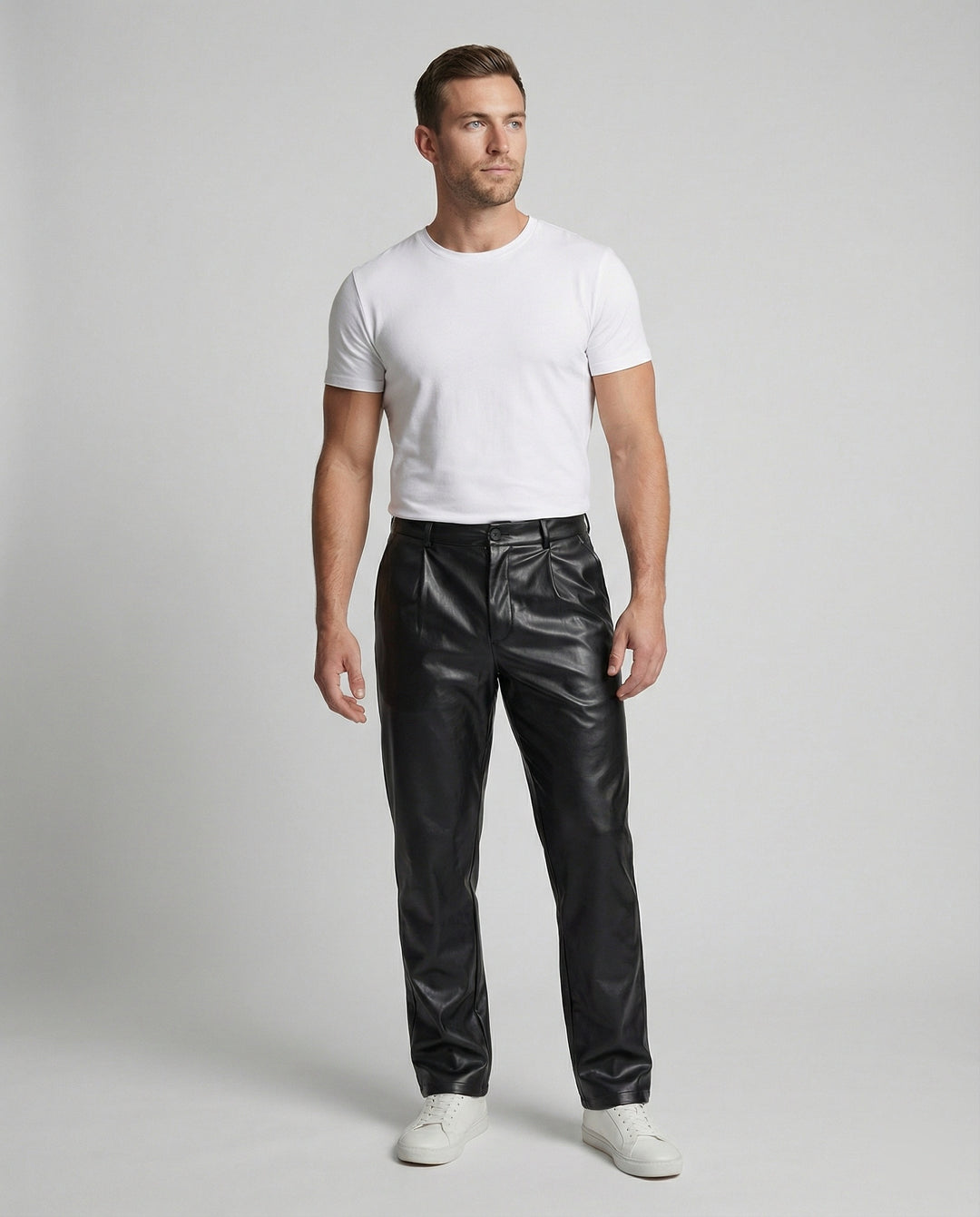Herren Kunstlederhose elegant geschnitten