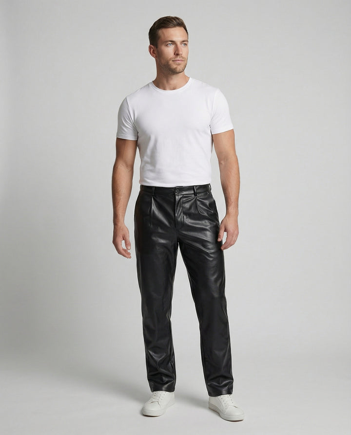 Herren Kunstlederhose elegant geschnitten