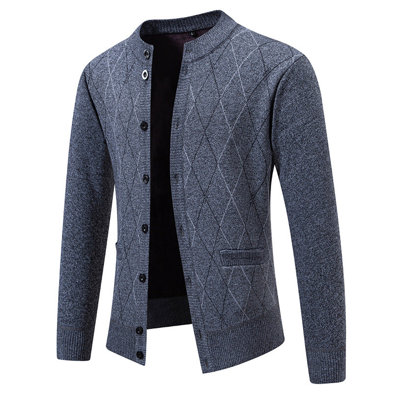 Herren Strickjacke mit modernem Rautenmuster Heidi-Mode