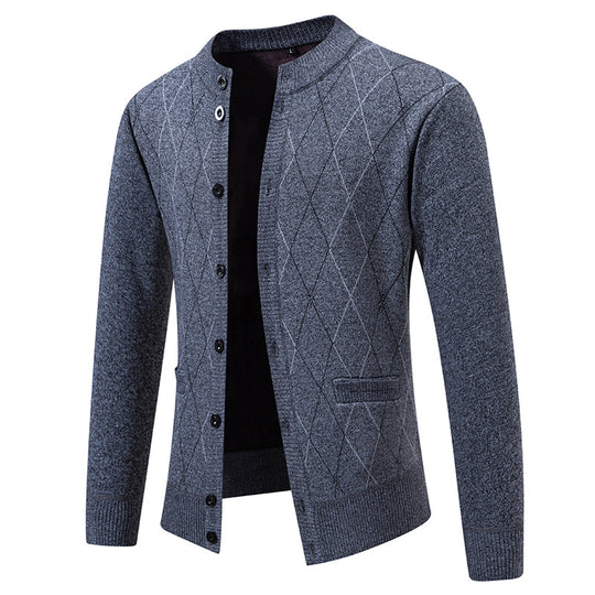 Herren Strickjacke mit modernem Rautenmuster Heidi-Mode