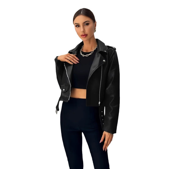 Damen cropped Bikerjacke Heidi-Mode