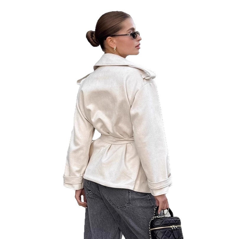Damen Elegante Utility-Jacke mit Taillengürtel und entspannter Passform Heidi-Mode