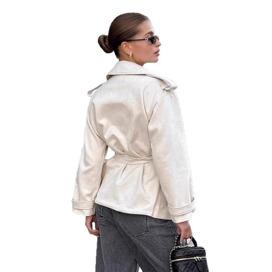 Damen Elegante Utility-Jacke mit Taillengürtel und entspannter Passform Heidi-Mode