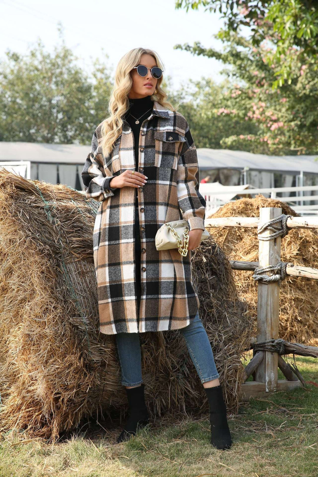 Damen Karierte Overshirtjacke Heidi-Mode