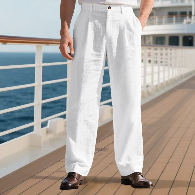 Herren elegante Freizeit-Hose mit weichem Stoff und weitem Schnitt Heidi-Mode