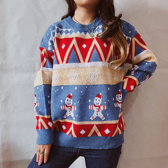 Damen Festlicher Winterpullover mit lebhaftem Weihnachtsdesign Heidi-Mode