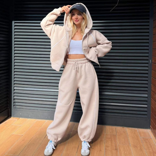 Damen Sportliches Set aus Hoodie und lässiger Jogginghose mit Kordelzug Heidi-Mode