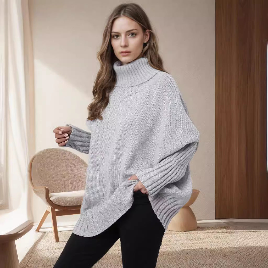 Damen Oversize Rollkragenpullover mit strukturiertem Strick Heidi-Mode