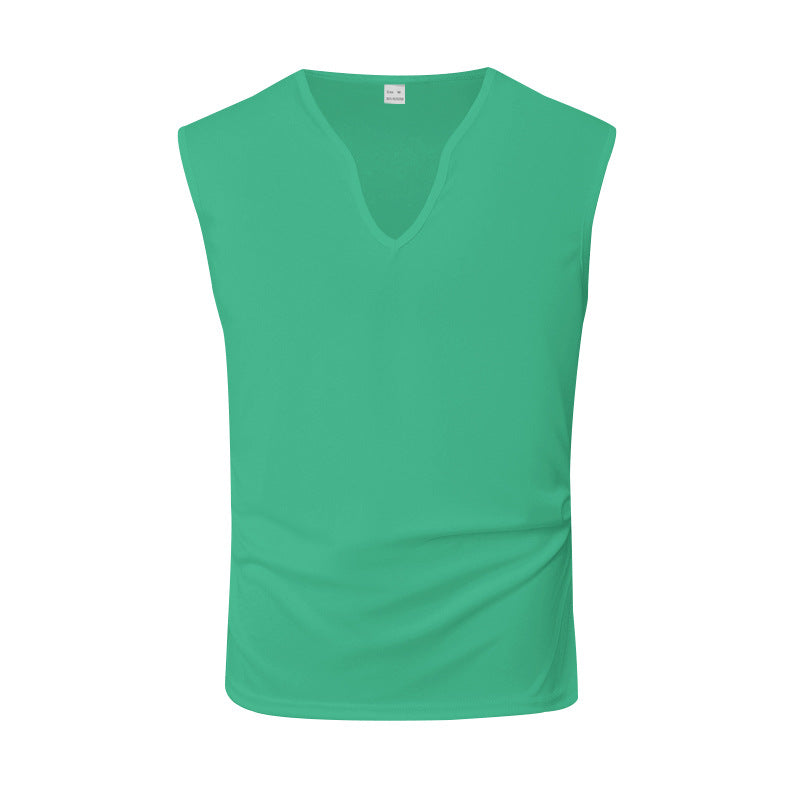 Herren ärmelloses V-Ausschnitt-Tanktop aus atmungsaktivem Stretchmaterial Heidi-Mode
