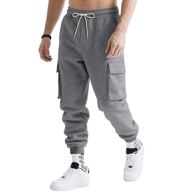 Herren Cargo-Jogginghose mit seitlichen Reißverschlusstaschen und elastischem Bund Heidi-Mode