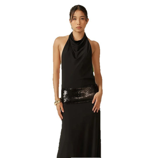 Damen Elegantes Abendkleid mit schimmerndem Gürtel Heidi-Mode