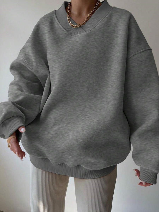 Damen oversized V-Ausschnitt Pullover Heidi-Mode
