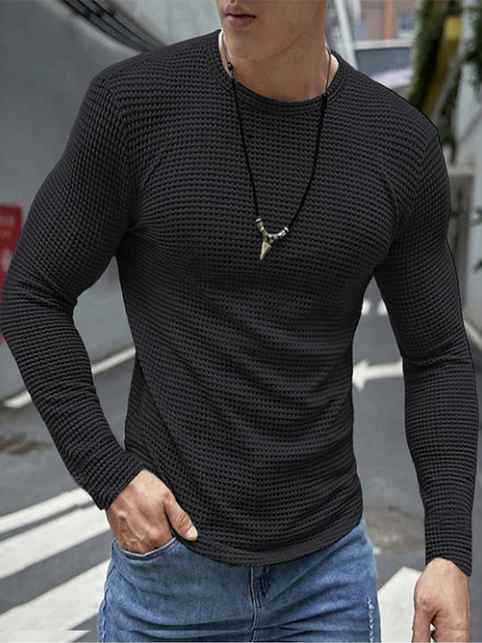Herren Langarmshirt aus strukturiertem Material Heidi-Mode