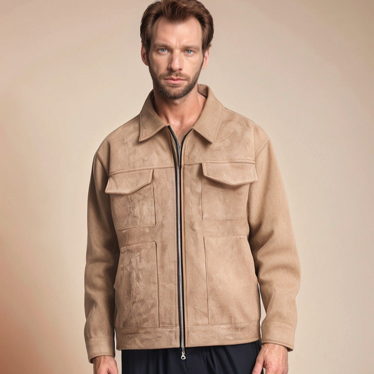 Herren modische Wildlederjacke mit praktischen Taschen Heidi-Mode