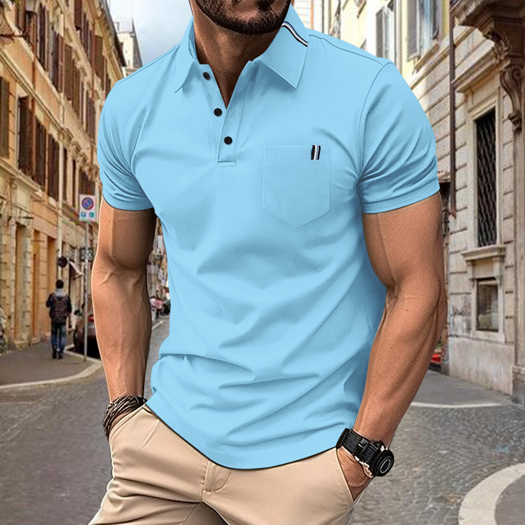 Herren Polohemd mit modernem Schnitt und Brusttasche Heidi-Mode
