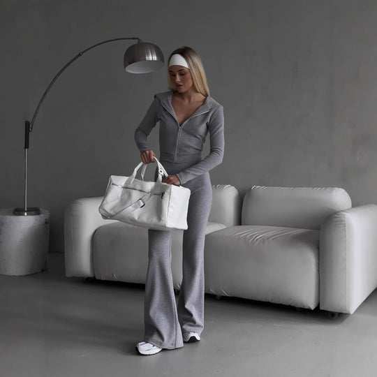 Damen moderner Zip-Hoodie mit passender Jogginghose Heidi-Mode
