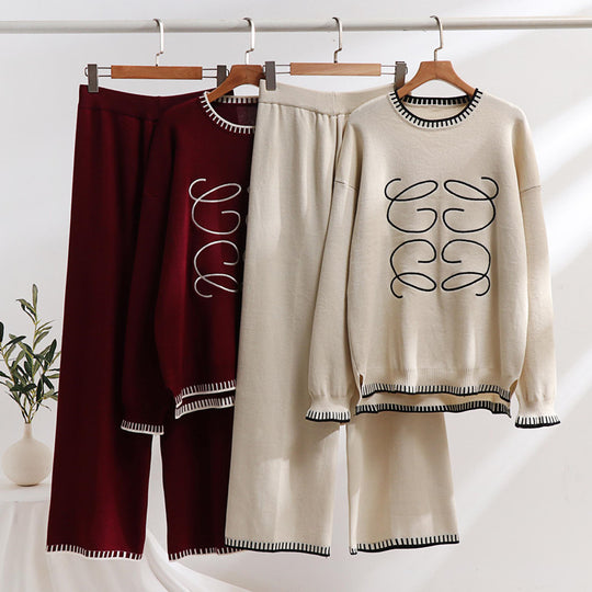 Damen gemütliches Sweatset mit grafischem Design und eleganten Kontrastdetails Heidi-Mode