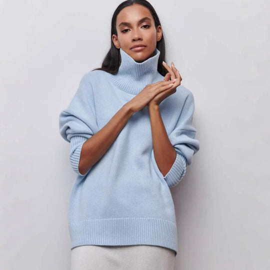 Damen Oversized Rollkragenpullover aus weichem Strick Heidi-Mode