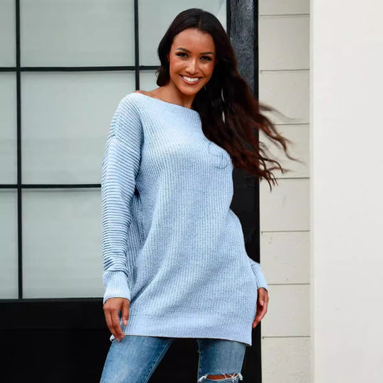 Damen Oversized Strickpullover mit Struktur und weitem Schnitt Heidi-Mode