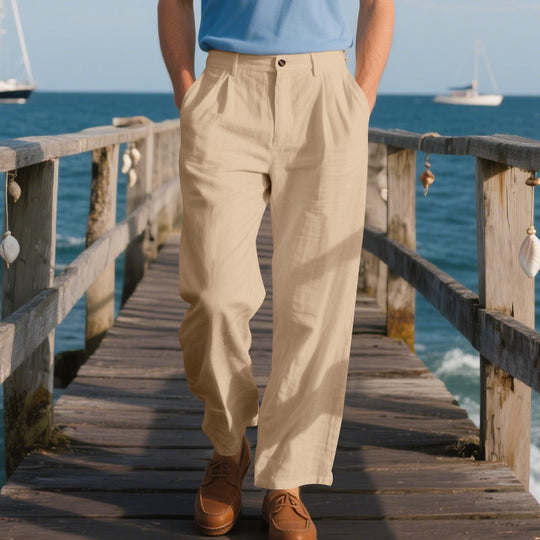 Herren elegante Freizeit-Hose mit weichem Stoff und weitem Schnitt Heidi-Mode