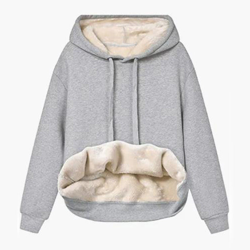 Damen Kuscheliger Kapuzenpullover mit Fleece-Futter Heidi-Mode