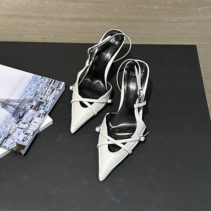 Damen Slingback Pumps mit zarten Riemen und spitzem Zehen Heidi-Mode