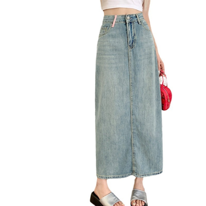 Damen Langer Denimrock mit seitlichem Schlitz und stylishen Details Heidi-Mode