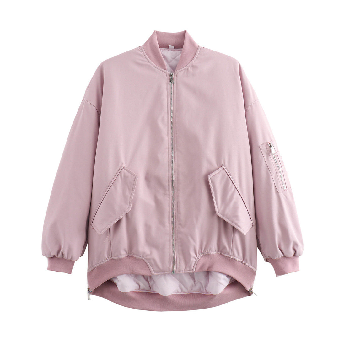 Damen lässige Bomberjacke mit elastischen Bündchen und praktischen Taschen Heidi-Mode