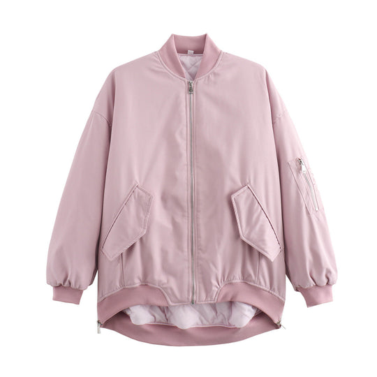 Damen lässige Bomberjacke mit elastischen Bündchen und praktischen Taschen Heidi-Mode