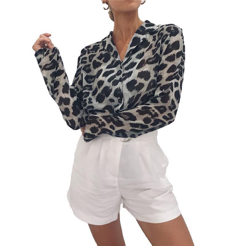 Damen Elegant bedruckte Bluse mit klassischem Kragen und langen Ärmeln Heidi-Mode