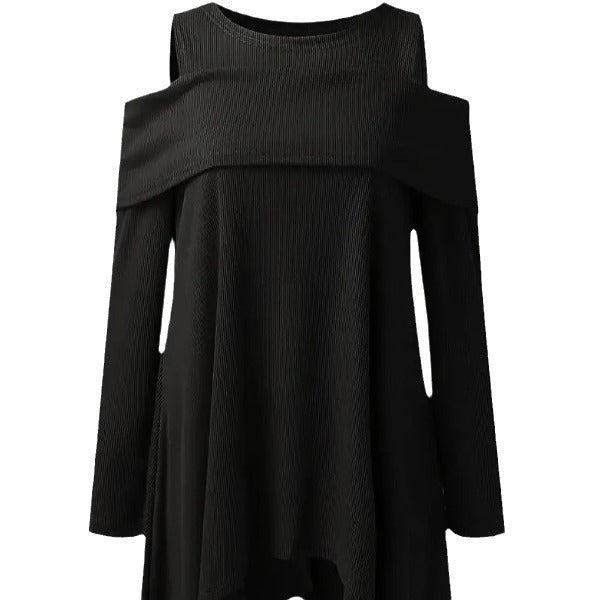 Damen Oversized Oberteil mit schickem Off-Shoulder Design und asymmetrischem Saum Heidi-Mode