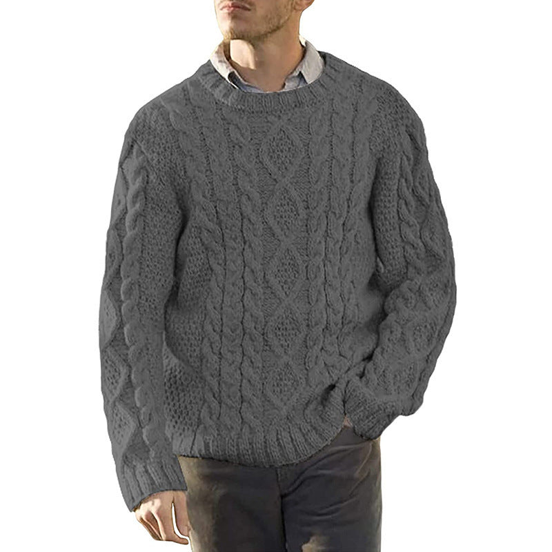 Herren Grobstrickpullover mit klassischem Zopfmuster Heidi-Mode