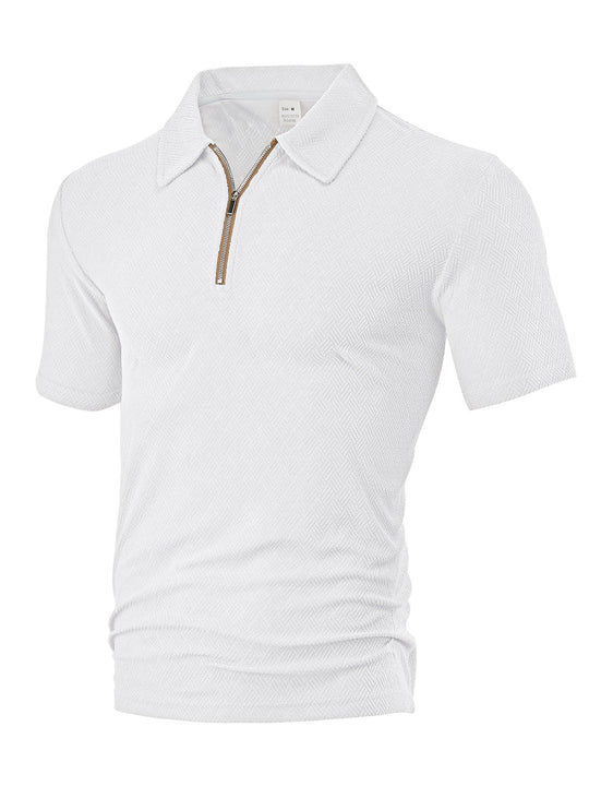 Herren Polo-Shirt mit elegantem Reißverschluss und strukturiertem Design Heidi-Mode