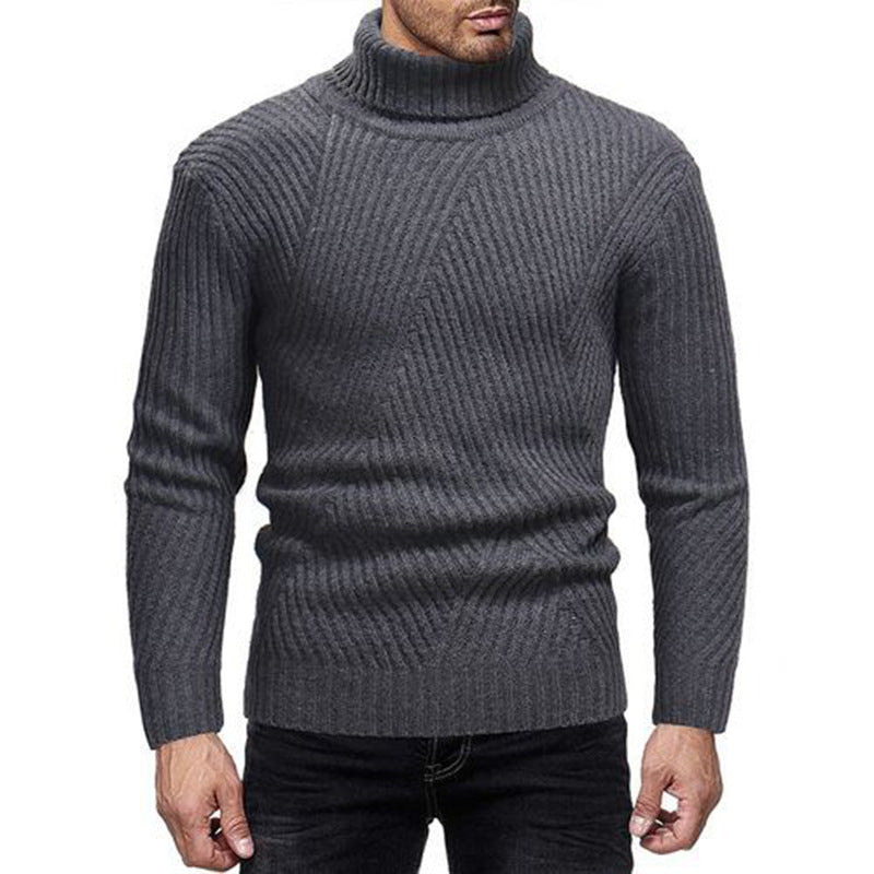 Herren Rollkragenpullover mit strukturiertem Rippdesign Heidi-Mode